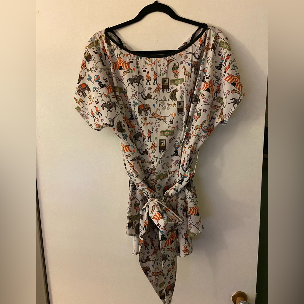 Eshakti Circus Print Belted Peplum Top